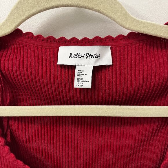 & Other Stories Rib-Knit Tank Top in Dark Red - Picture 4 of 6